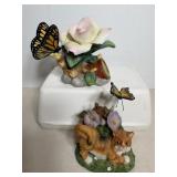 Vtg Cat & butterfly figurine & misc