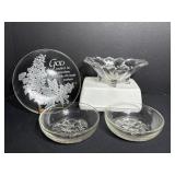 Vtg Trinket dishes, footed trinket dish & misc