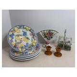 Fan Vase 6x6 from Italy, hand painted S&P shakers.