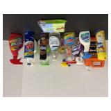 House hold cleaning supplies , ornage goop hand...