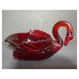 Red Swan crystal dish