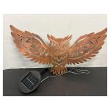 Solar metal owl decor