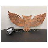 Solar metal owl decor