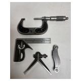 Vtg Micrometer, square set & pitch gauge