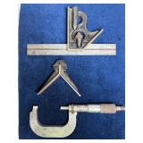 Vtg Square set & micrometer