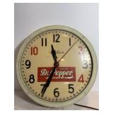 Vtg Dr. Pepper -plug in clock - telechron 14" dia