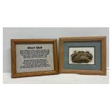 Framed dried flowers 12" x 10" & misc