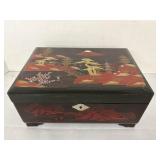 Vintage Black Lacquer Musical Jewelry Box 11"x8"
