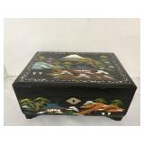 Vintage Black Lacquer Japanese Jewelry Box 11"x8"