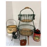 19" Basket Stand & Apple Decor
