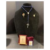 Vintage Gold Filled Cross Necklace, Rosary & Misc