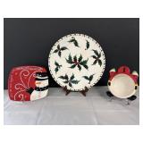 Christmas Platter, Snowman Plate & Bowl