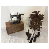 Vintage Stitchwell Sewing Machine &Cuckoo Clock...
