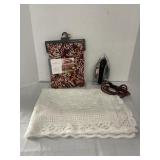 60"x104" & 60"x60" Lace Tablecloths & Vintage Iron