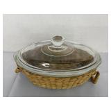 Glasbake Casserole & Basket chipped lid