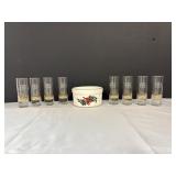 Baileys Irish Cream Shot Glasses &Pfaltzgraf Bowl