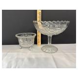 5" Anna Hutte Footed Candy Bowl & 7" Compote Dish