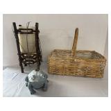 Frog Sprinkler, 12.5"Votive Holder & Basket