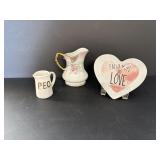 1937 Gold Handle China Pitcher & Misc