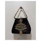 Vintage Mary Frances Black Velvet Holiday Handbag