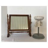 Vintage Table Top Shaving Mirror & Hat Pedestal