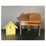 Standing Corner Pig shelf & Birdhouse Planter