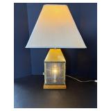 30" Mid Century Brass Lantern Lamp shade wrinkled