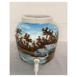 Hand Painted Stoneware Beverage Dispenser