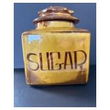 1960s Brown Porcelain Sugar Canister chipped