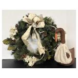 Vintage Stuffed Goose damaged & Wreath