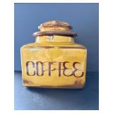 1960s Brown Porcelain Coffee Canister chipped