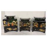Vintage Japanese Black Lacquer Jewelry Boxes