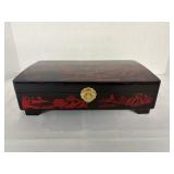 Black Lacquer Japanese Jewelry Box 12"x7.5"x3"H