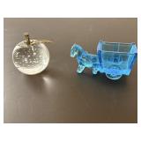 Vintage Brass Stemmed Art Glass Apple & Candy Dish