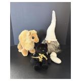 Stuffed Camel, Gnome & Cat