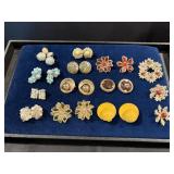 Vintage Clip On Earrings & Pin