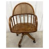 Wood Rolling Cane Back Chair