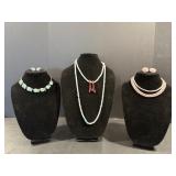 Matching Necklaces & Earrings Pink made in Japan