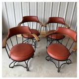 Vintage Iron & Wood Swivel Chairs Leather Seats?
