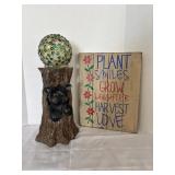 Garden Decor 14"x18" Sign & Bear 21"H