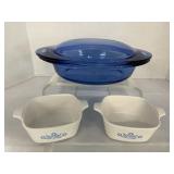 2-3/4C Corningware &2qt Blue Anchor Hocking Dishes
