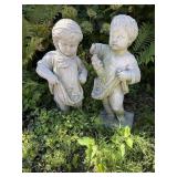 Cement boy/girl statues - 1 is broken