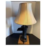 Rustic tabel lamp crafte from  antique cast-iron..