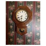 Antique drop - octagon schoolhouse wall clock...