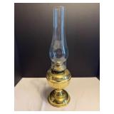 Vtg or reproduction brass pedestal oil lamp