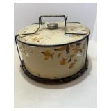 Vtg Tea Autum leaf metal cake carrier
