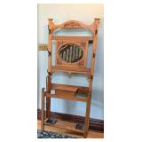 Antique Oak hall tree with beveled mirror...