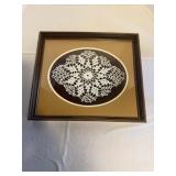 Framed doilie hand made by Jewell L McCord Metz...
