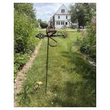Metal butterfly on garden stake 33'H