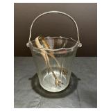 Vtg MidCentury clear glass ice bucket